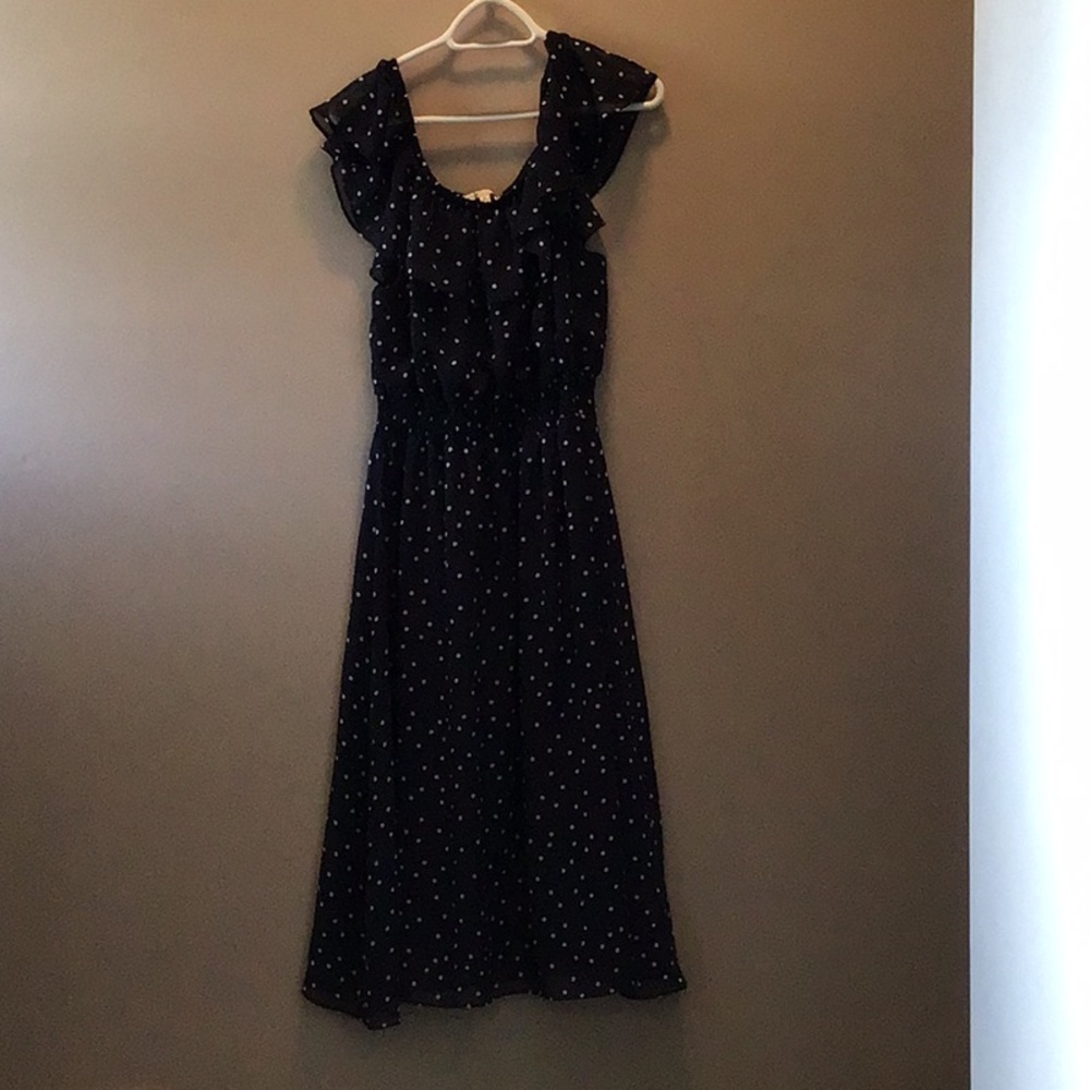 Elegant Navy Polka Dot Dress